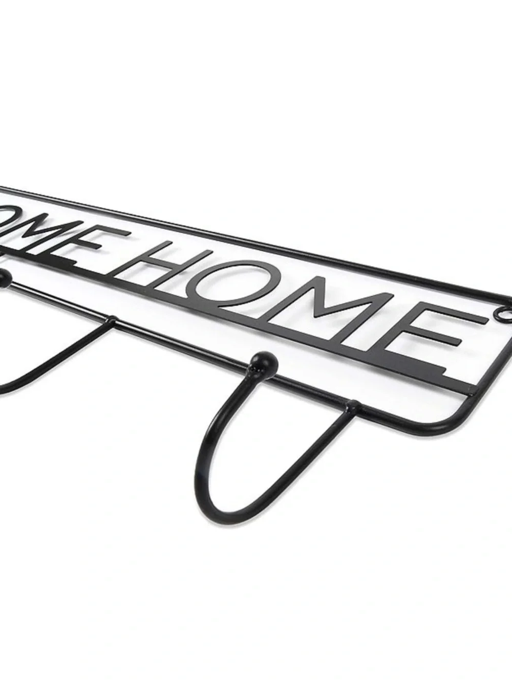Welcome Home Wall Hook Rack - Black Metal Coat and Key Organizer